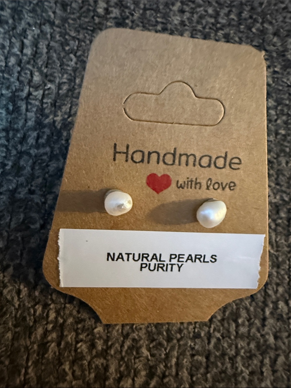 Handmade Natural Pearl Stud Earrings - White Pearls
